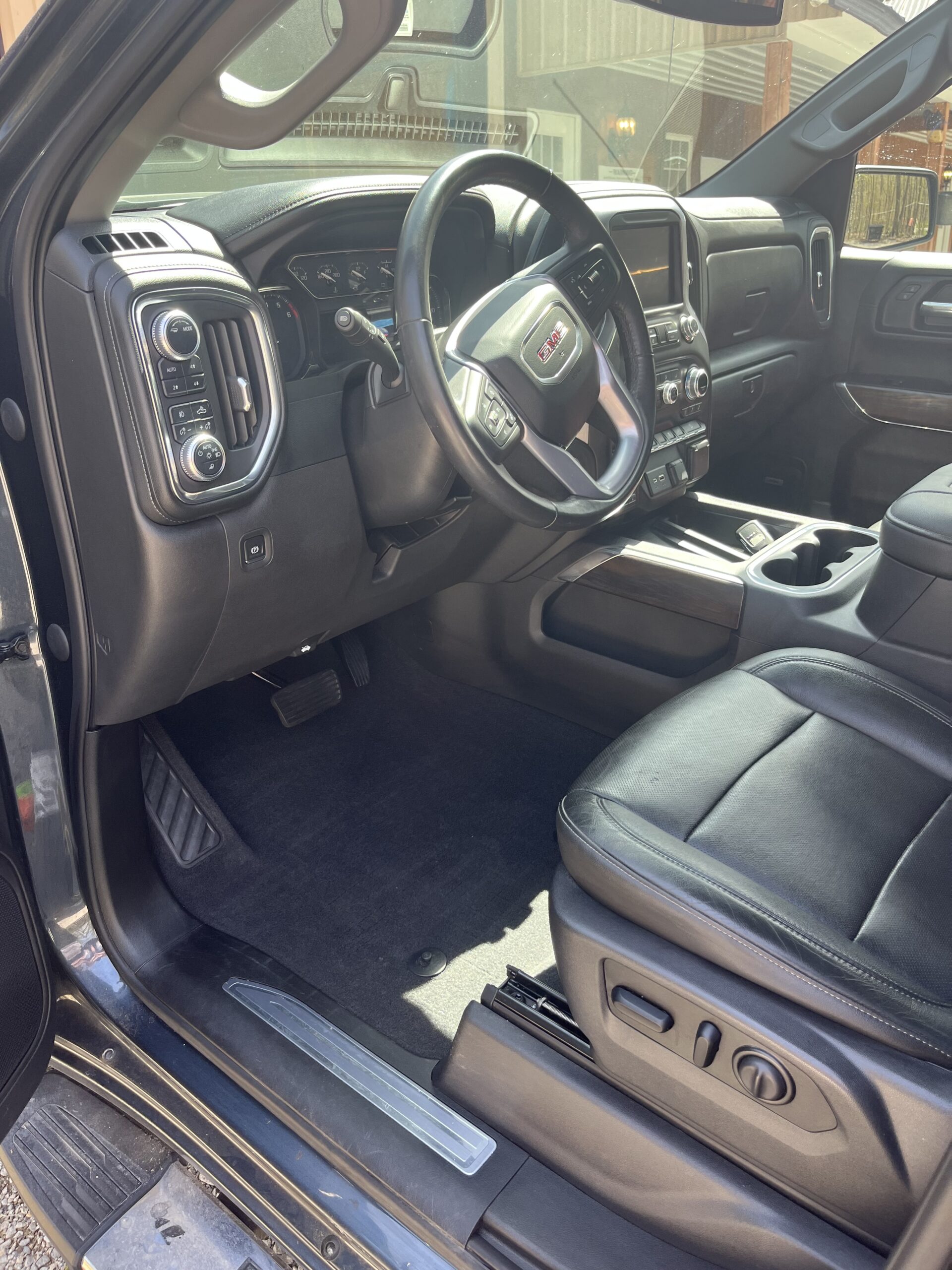 Clean GMC truck interior after mobile detailing