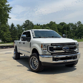 White work truck after mobile detailing